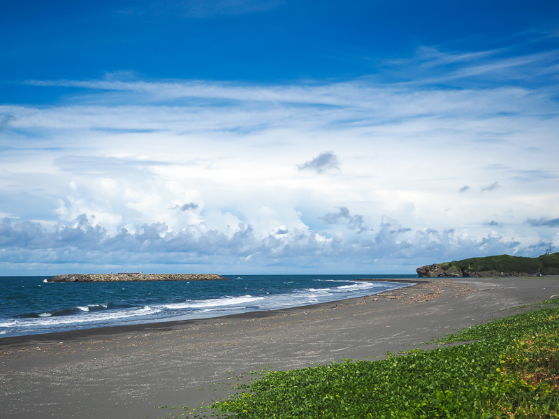 Cijin black sand beach on Cijin Island in Kaohsiung