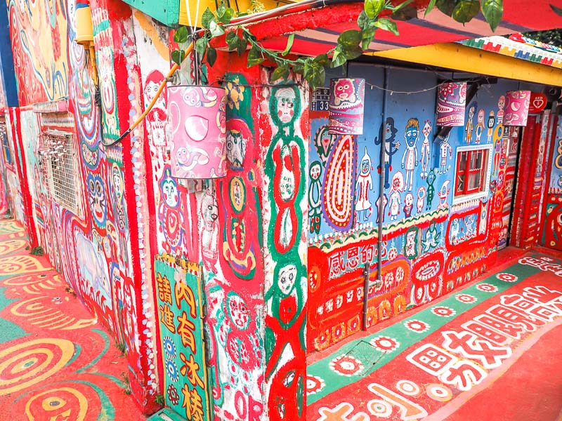 Colorful painted walls in Rainbow Village