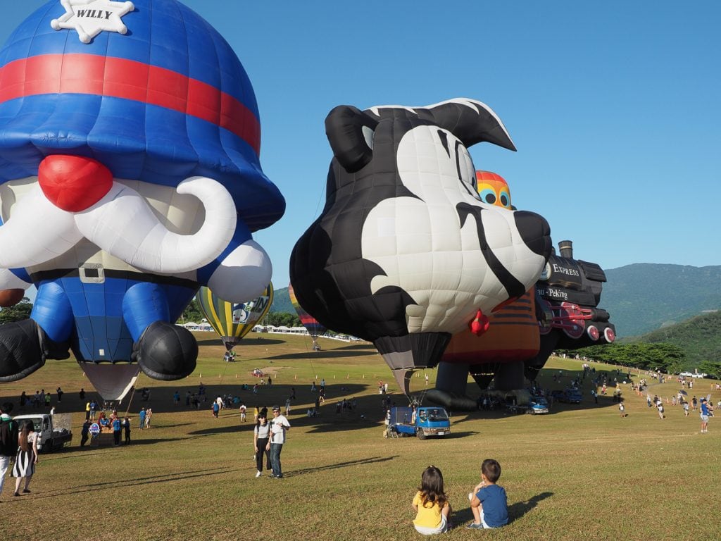 Huge balloons at the hot air balloon festival at Luye, Taitung, one of the best July in Taiwan activities