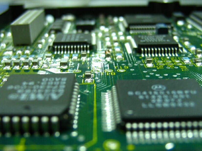 Close up of a semiconductor computer part