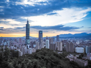 Taipei city view from Elephant mountain at sunset