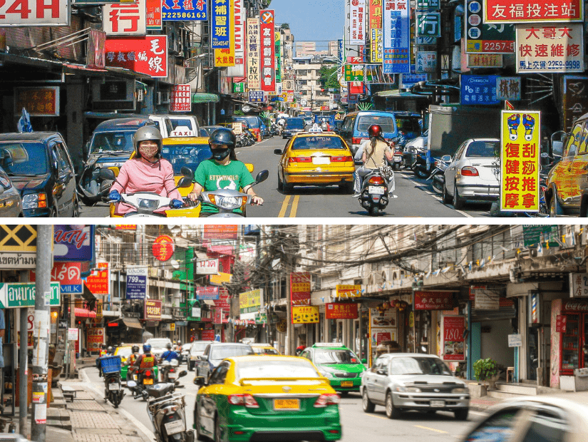 A typical street in Taipei vs Bangkok